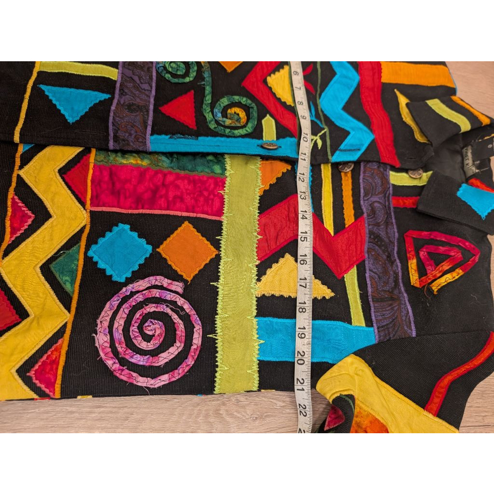 Vintage 90s Art to Wear Patchwork Corduroy Jacket – Geometric Abstract Boho - Picture 8 of 9
